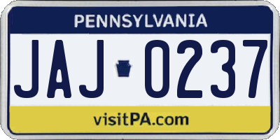 PA license plate JAJ0237