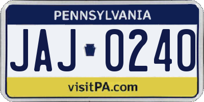 PA license plate JAJ0240
