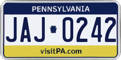 PA license plate JAJ0242