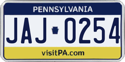 PA license plate JAJ0254