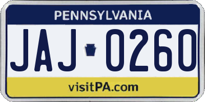 PA license plate JAJ0260