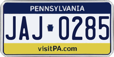 PA license plate JAJ0285