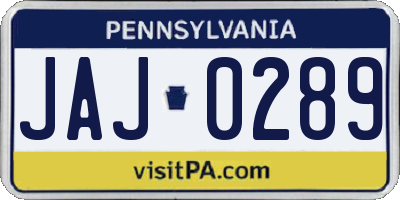 PA license plate JAJ0289