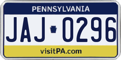 PA license plate JAJ0296