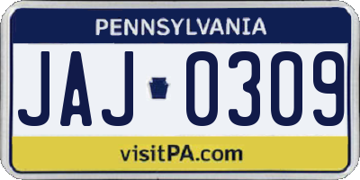 PA license plate JAJ0309