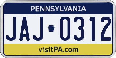 PA license plate JAJ0312