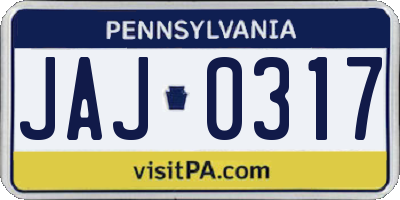 PA license plate JAJ0317