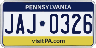 PA license plate JAJ0326
