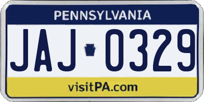 PA license plate JAJ0329