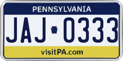 PA license plate JAJ0333