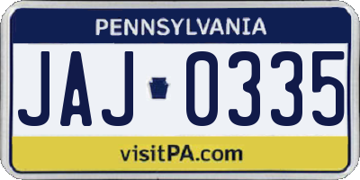 PA license plate JAJ0335
