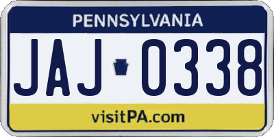 PA license plate JAJ0338
