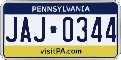PA license plate JAJ0344