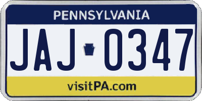 PA license plate JAJ0347