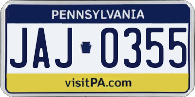 PA license plate JAJ0355