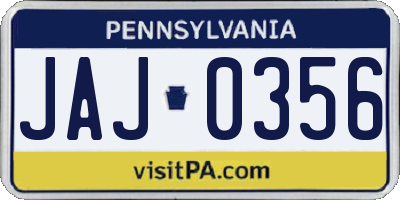 PA license plate JAJ0356
