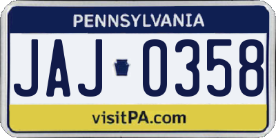 PA license plate JAJ0358