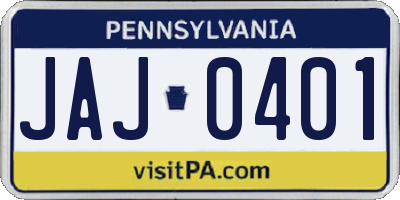 PA license plate JAJ0401