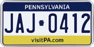 PA license plate JAJ0412
