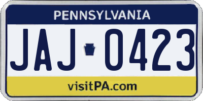 PA license plate JAJ0423
