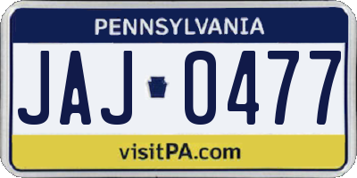 PA license plate JAJ0477