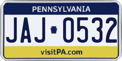 PA license plate JAJ0532