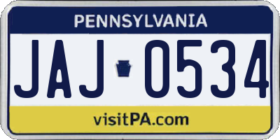 PA license plate JAJ0534