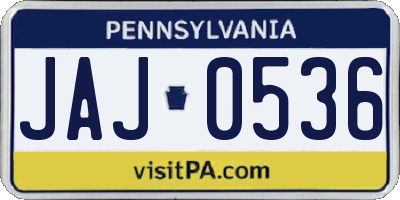 PA license plate JAJ0536