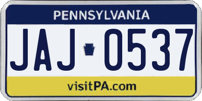 PA license plate JAJ0537