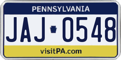 PA license plate JAJ0548