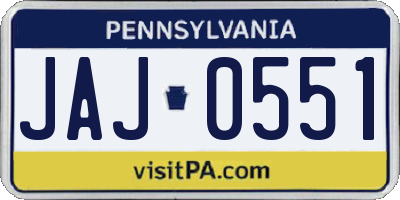 PA license plate JAJ0551
