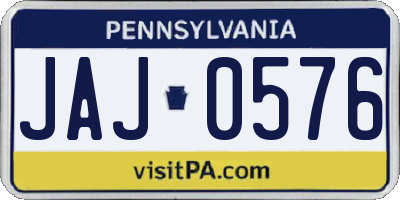 PA license plate JAJ0576