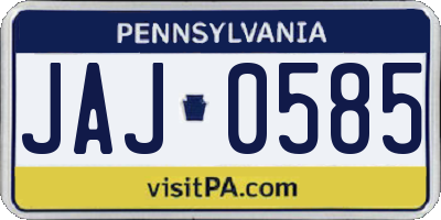 PA license plate JAJ0585