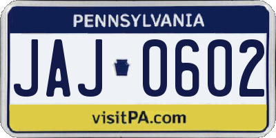 PA license plate JAJ0602