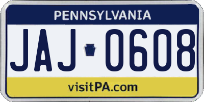 PA license plate JAJ0608