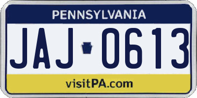 PA license plate JAJ0613