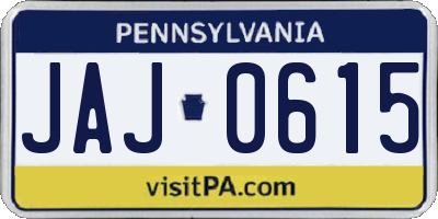 PA license plate JAJ0615