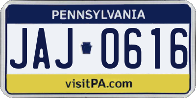 PA license plate JAJ0616
