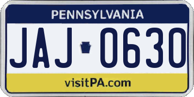 PA license plate JAJ0630