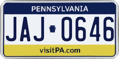 PA license plate JAJ0646