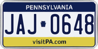 PA license plate JAJ0648