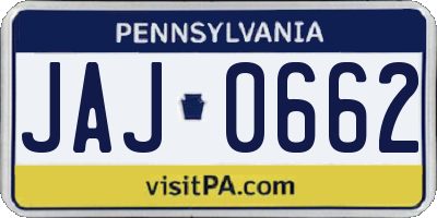 PA license plate JAJ0662