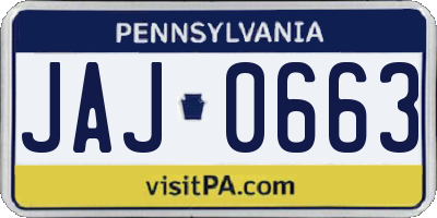 PA license plate JAJ0663