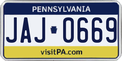 PA license plate JAJ0669