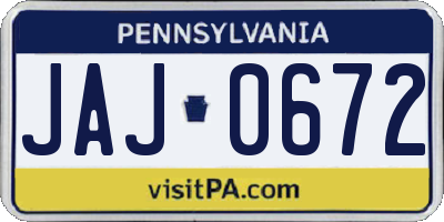 PA license plate JAJ0672