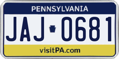 PA license plate JAJ0681