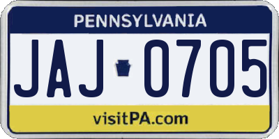 PA license plate JAJ0705