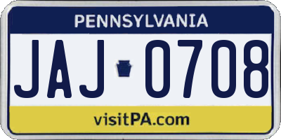 PA license plate JAJ0708