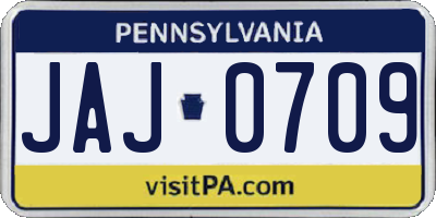 PA license plate JAJ0709