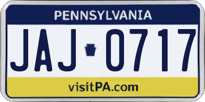 PA license plate JAJ0717